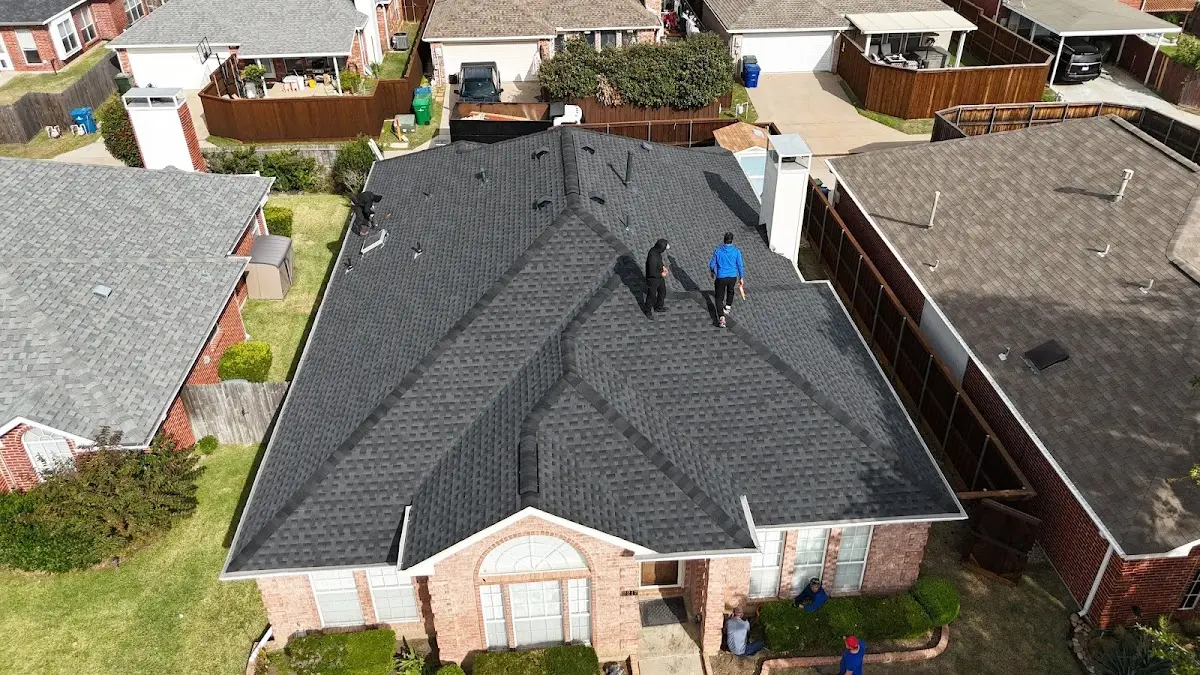 Slate & Tile Roof Repair work in progress on a Laredo property